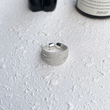 Silver Line Open Ring for Women – Adjustable Retro Copper Statement Jewelry