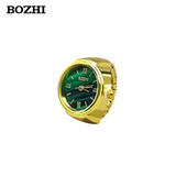 BOZHI Unisex Green Ring Watch – Quartz Finger Watch with Alloy Case