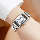Sanda Women’s Classic Square Quartz Watch – Stainless Steel Strap, Semi-Waterproof Watch