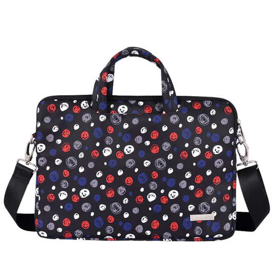 Smiley Dots Waterproof Laptop Sleeve – 13" to 15" – Shock-Resistant with Handle & Strap