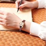 Sanda Women’s Square Quartz Watch – Leather Strap, Roman Dial, Waterproof Casual Watch