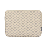 Beige Monogram PU Leather Laptop Sleeve – Waterproof Zipper Case for 11–15” Devices