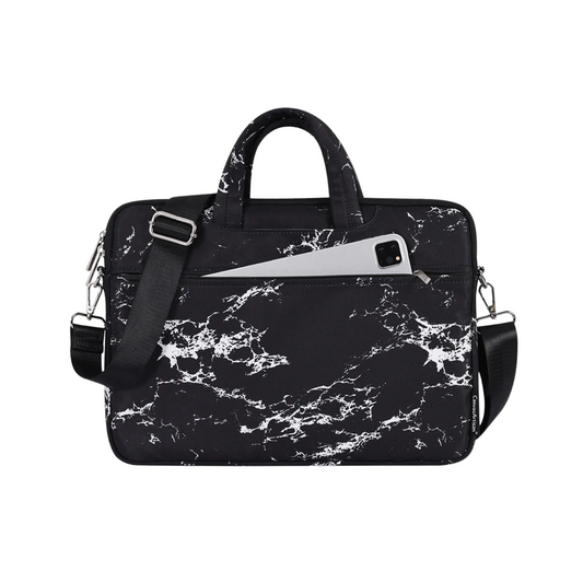 Marble Print Waterproof Laptop Bag – Fits 13" to 15" – Briefcase with Front Pocket