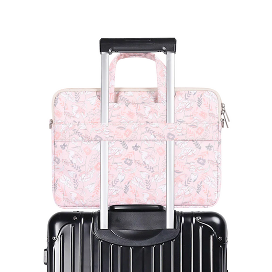 Floral PU Leather Laptop Bag – Wear & Shock‑Resistant 13″–15″ with Trolley Sleeve