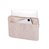 Checkered PU Laptop Sleeve – Waterproof Zipper Case for 11–15 Inch Devices