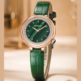 Sanda Women’s Leather Quartz Watch – Diamond Accent Small Dial, Waterproof Analog Watch