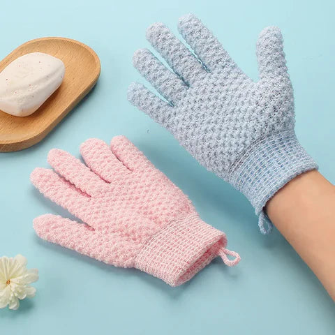 Exfoliating Bath Gloves – Double-Sided Five-Finger Jacquard Scrub Mitt