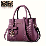 Embroidery Handbag in solid color with Elegant Top Handle