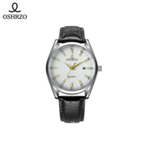 OSHRZO Men’s Sports Quartz Watch – Waterproof Leather Strap with Calendar
