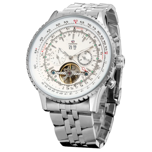 Forsining Men's Mechanical Watch – Gear Dial Design, Calendar Function