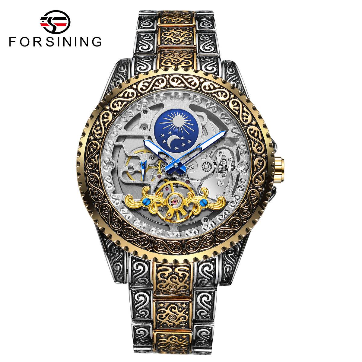 Forsining Men's Casual Automatic Mechanical Watch – Retro Design, Stainless Steel Strap