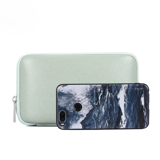 PU Leather Digital Organizer Bag – Waterproof Mini Storage for Phone, Power Bank & Cables