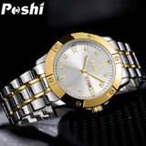 Poshi Men's Stainless Steel Watch – Classic Quartz Wristwatch, Waterproof, Large Dial