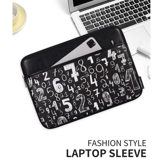 Waterproof PU Leather Laptop Sleeve – Case for 11–15" Devices, Chalkboard Print