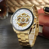 T-Winner Men’s Automatic Mechanical Skeleton Watch – Stainless Steel Band, Roman Dial