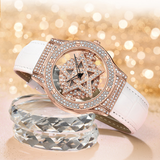 SANDA Women's Star Quartz Watch – Waterproof Leather Strap Casual Ladies Timepiece