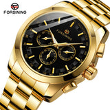 FORSINING Men's Casual Mechanical Watch – Three-Eye, Six-Pin Design