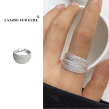 Silver Line Open Ring for Women – Adjustable Retro Copper Statement Jewelry