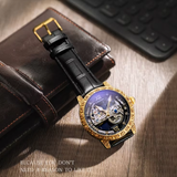 T-Winner Skeleton Automatic Watch for Men – Luxury Mechanical Design with Leather Strap