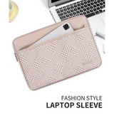 Checkered PU Laptop Sleeve – Waterproof Zipper Case for 11–15 Inch Devices