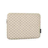 Beige Monogram PU Leather Laptop Sleeve – Waterproof Zipper Case for 11–15” Devices
