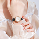 Sanda Women’s Leather Quartz Watch – Diamond Accent Small Dial, Waterproof Analog Watch