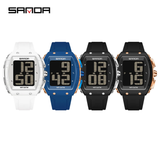 Sanda Digital Barrel Watch – Waterproof Multifunction Student Watch with Voice Time