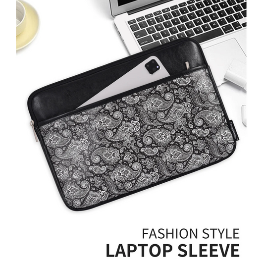 Slim Laptop Sleeve – Lightweight PU Case with Floral Paisley Print (11"-15")
