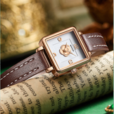 Sanda Women’s Square Quartz Watch – Waterproof Leather Strap Casual Analog Watch