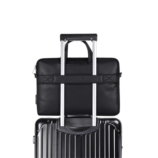 Diamond-Quilted Black PU Laptop Bag – Shock‑Resistant 13‑15″ Briefcase