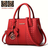 Embroidery Handbag in solid color with Elegant Top Handle