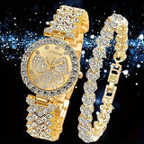 2-Piece Elegant Butterfly Quartz Watch & Stainless Steel Bracelet Set