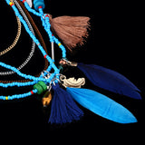 Bohemian Multi-Layer Beaded Tassel Necklace for Women – Handmade Resin Jewelry
