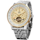 Forsining Men's Mechanical Watch – Gear Dial Design, Calendar Function