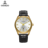 OSHRZO Men’s Quartz Sports Watch – Waterproof Leather Strap with Calendar