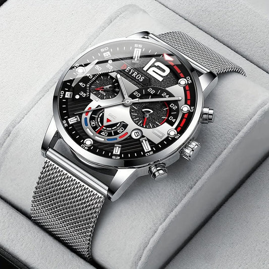 Men's Calendar Quartz Watch – Fashion Business Mesh Strap