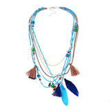 Bohemian Multi-Layer Beaded Tassel Necklace for Women – Handmade Resin Jewelry