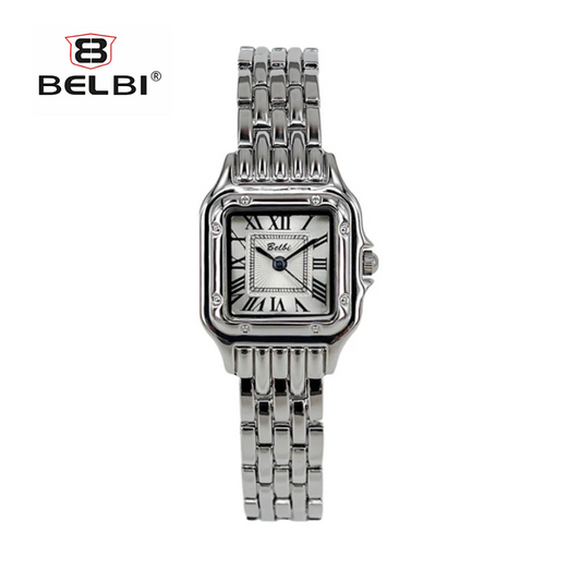 BELBI Women's Square Quartz Watch – Korean Fashion, Titanium Alloy Strap
