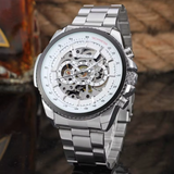 T-Winner Men’s Automatic Mechanical Skeleton Watch – Stainless Steel Band, Roman Dial