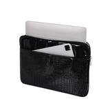 Black Laptop Sleeve with Crocodile Pattern – Waterproof, Shock-Resistant PU Leather Case