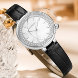 Sanda Women’s Leather Quartz Watch – Diamond Accent Small Dial, Waterproof Analog Watch