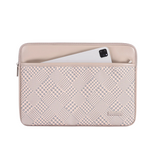 Checkered PU Laptop Sleeve – Waterproof Zipper Case for 11–15 Inch Devices