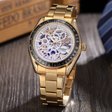 T-Winner Men’s Automatic Mechanical Watch – Stainless Steel Skeleton Wristwatch