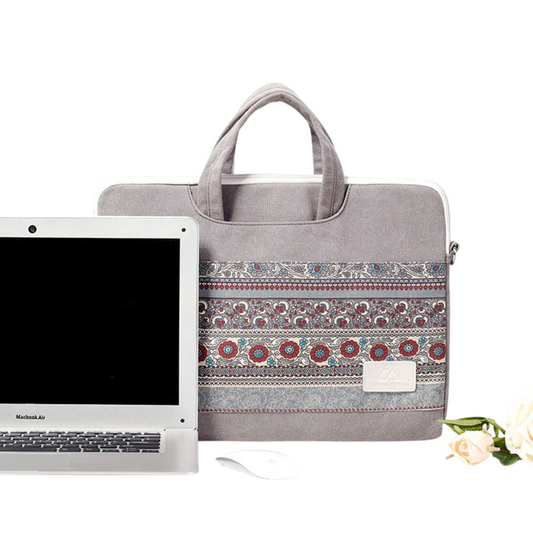 Ethnic Canvas Laptop Bag – 13–15″ Zipper Briefcase in Canvas Art Design