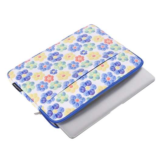 Waterproof Laptop Sleeve Case – Leather Case with Watercolor Flower Print, 11–15 Inch