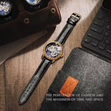 T-Winner Skeleton Automatic Watch for Men – Luxury Mechanical Design with Leather Strap