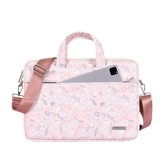 Floral PU Leather Laptop Bag – Wear & Shock‑Resistant 13″–15″ with Trolley Sleeve