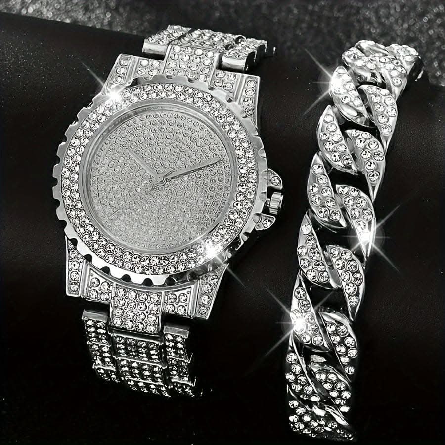 Men's Quartz Watch & Bracelet Set – Perfect Gift Choice