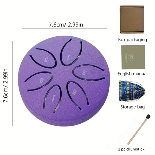 Mini Steel Tongue Drum – 3-Inch 6-Tone Handheld Percussion Instrument