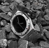 Men’s Sports Quartz Watch, Luminous Design (Silver-black)